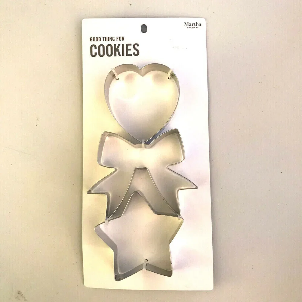 Martha Stewart Collection Cookie Cutters Set Of 3 Metal Star Bow Heart $17 NEW